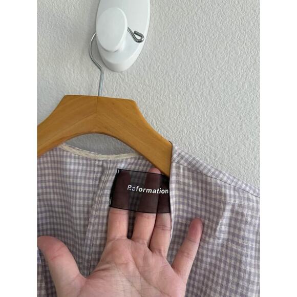 Reformation‎ Women’s Linen Gingham Sally Wrap Dress Sz L - Picture 4 of 8